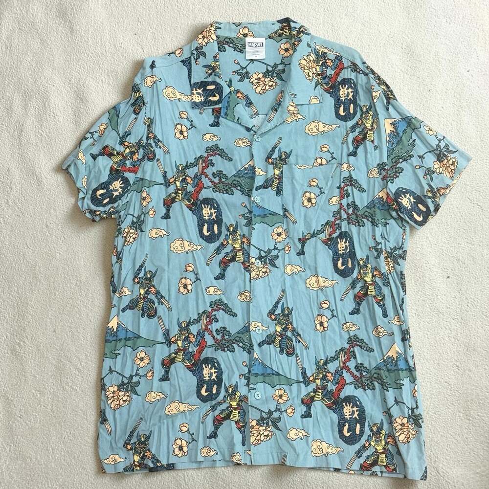Marvel Wolverine Samurai All Over Print Woven Button-Up Shirt